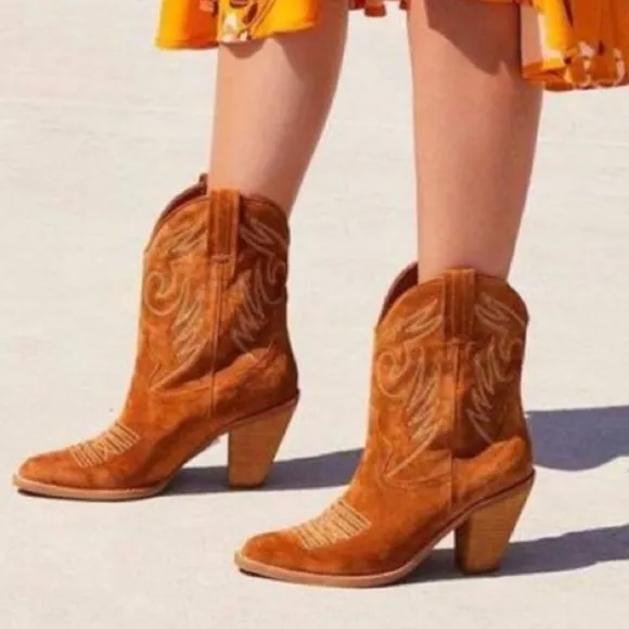 Jeffrey Campbell Southwestern Suede Heeled Boots 6