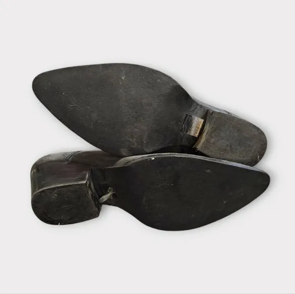 Jeffrey Campbell Sulli Black Distressed Leather Lace Up Heeled Boots