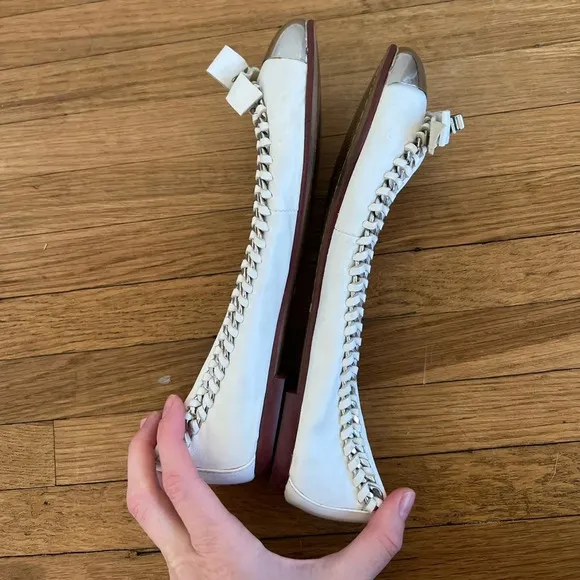 Jeffrey Campbell White Leather Carrie B Flats | Size 7