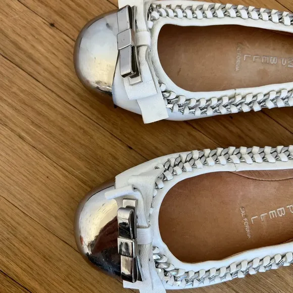 Jeffrey Campbell White Leather Carrie B Flats | Size 7
