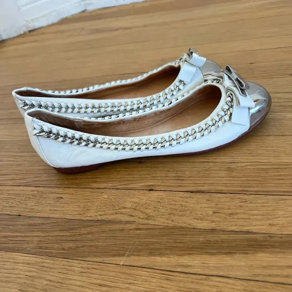 Jeffrey Campbell White Leather Carrie B Flats | Size 7