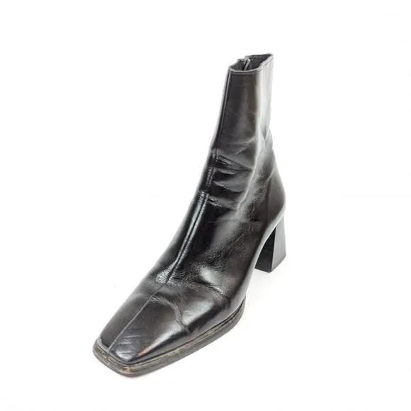 Jeffrey Campbell Women Shoes Black Slique Leather Ankle Boots Size 6.5