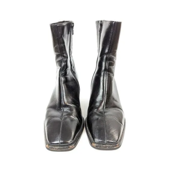 Jeffrey Campbell Women Shoes Black Slique Leather Ankle Boots Size 6.5