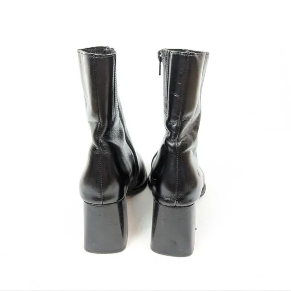 Jeffrey Campbell Women Shoes Black Slique Leather Ankle Boots Size 6.5