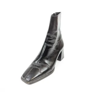 Jeffrey Campbell Women Shoes Black Slique Leather Ankle Boots Size 6.5