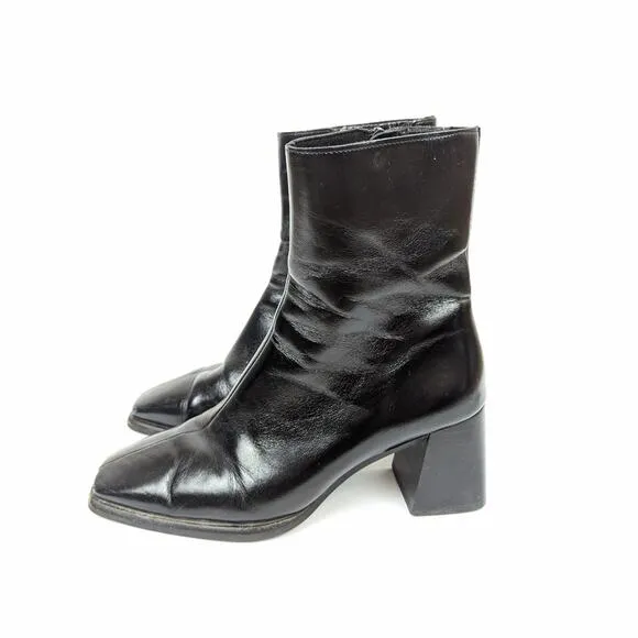 Jeffrey Campbell Women Shoes Black Slique Leather Ankle Boots Size 6.5