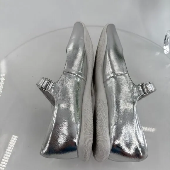 Jeffrey Campbell Coppelia Mary Jane Flats Womens 7.5 Silver Metallic Leather