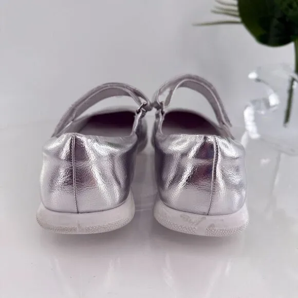 Jeffrey Campbell Coppelia Mary Jane Flats Womens 7.5 Silver Metallic Leather