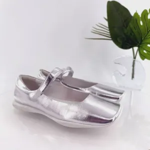 Jeffrey Campbell Coppelia Mary Jane Flats Womens 7.5 Silver Metallic Leather