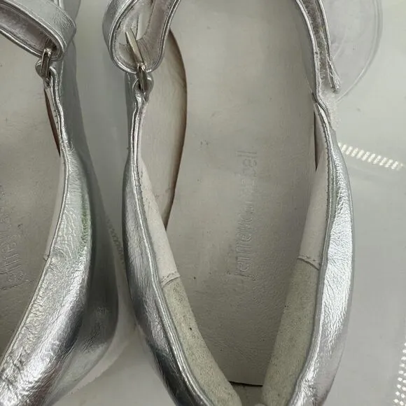 Jeffrey Campbell Coppelia Mary Jane Flats Womens 7.5 Silver Metallic Leather