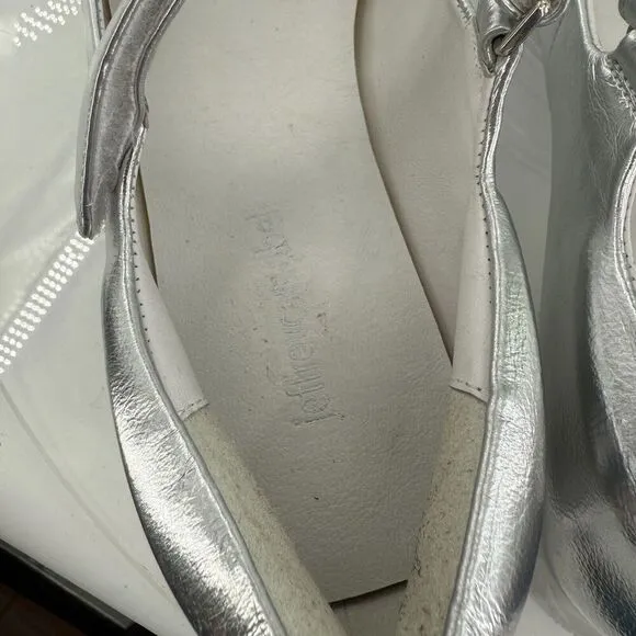 Jeffrey Campbell Coppelia Mary Jane Flats Womens 7.5 Silver Metallic Leather