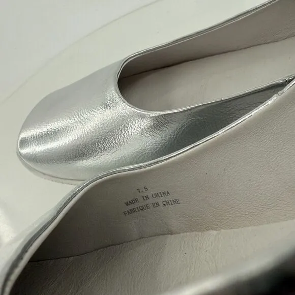 Jeffrey Campbell Coppelia Mary Jane Flats Womens 7.5 Silver Metallic Leather