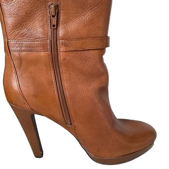 Jessica Simpson Khalen Knee High Brown Leather Heeled Boots size 10