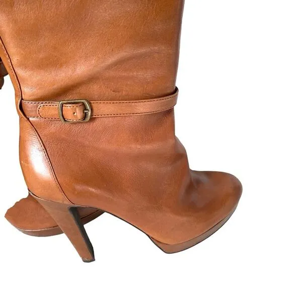 Jessica Simpson Khalen Knee High Brown Leather Heeled Boots size 10