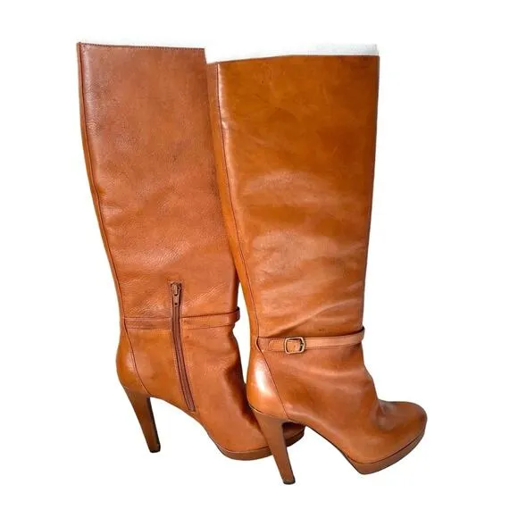 Jessica Simpson Khalen Knee High Brown Leather Heeled Boots size 10