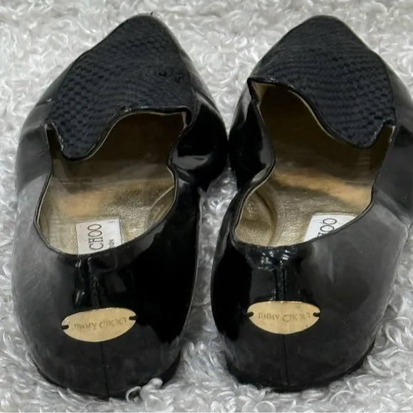 Jimmy Choo Black Patent Leather Ballet Flats