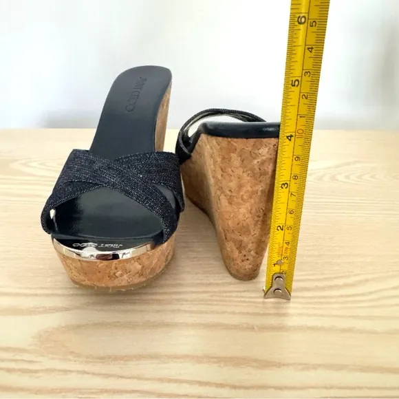 Jimmy Choo Denim Blue Slip-On Platform Cork Espadrille Wedge Sandals Size 39