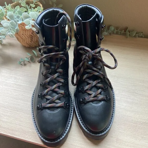 JIMMY CHOO ESHE FLAT COMBAT HIKING BOOTIS BLACK SZ 37.5