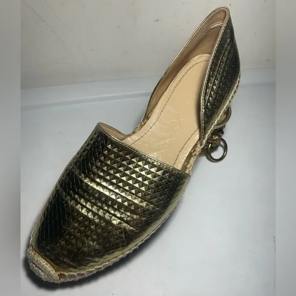 Jimmy Choo Flat gold cubes Murror leather sz 40