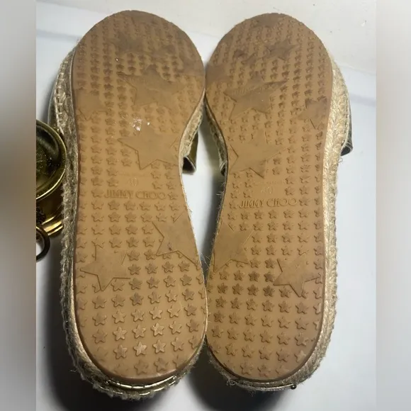Jimmy Choo Flat gold cubes Murror leather sz 40