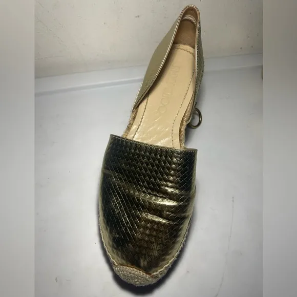 Jimmy Choo Flat gold cubes Murror leather sz 40