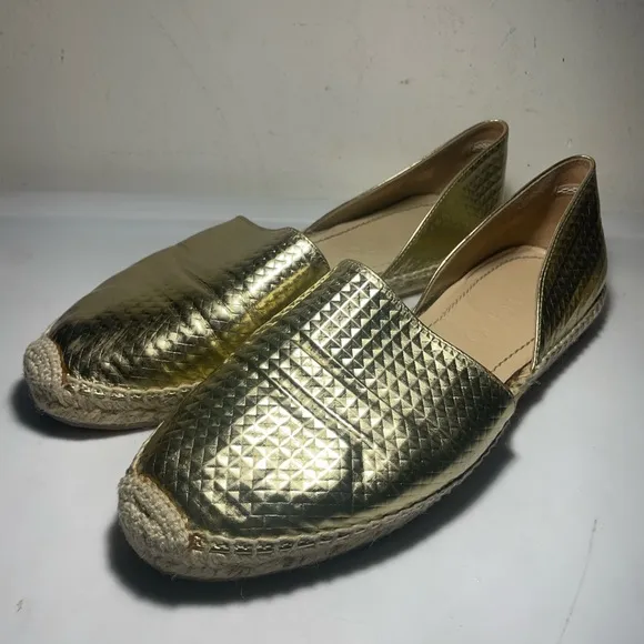 Jimmy Choo Flat gold cubes Murror leather sz 40