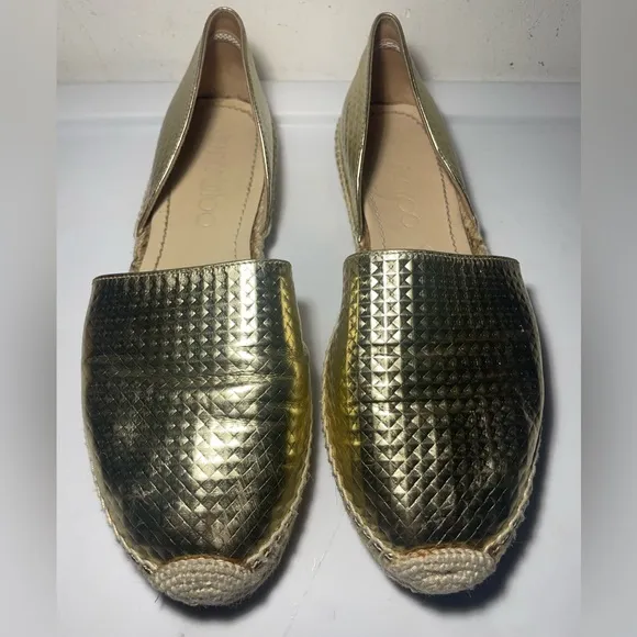 Jimmy Choo Flat gold cubes Murror leather sz 40