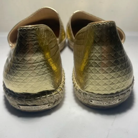 Jimmy Choo Flat gold cubes Murror leather sz 40