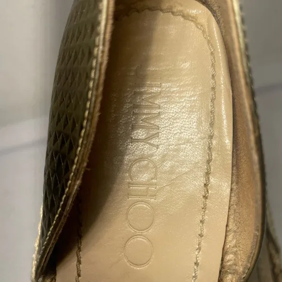 Jimmy Choo Flat gold cubes Murror leather sz 40
