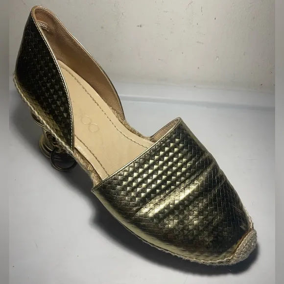 Jimmy Choo Flat gold cubes Murror leather sz 40