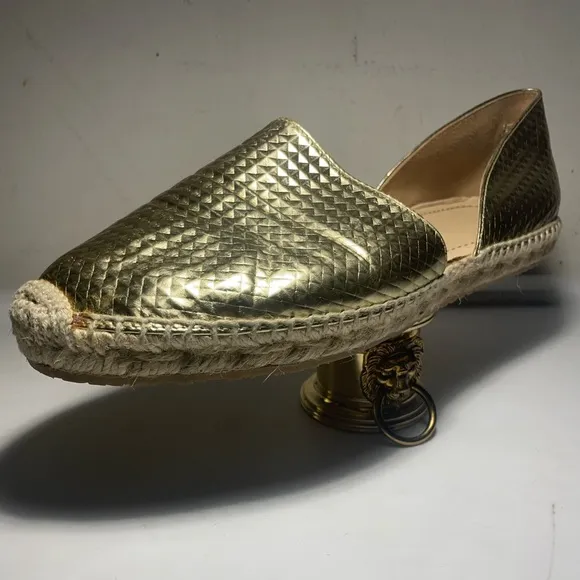 Jimmy Choo Flat gold cubes Murror leather sz 40