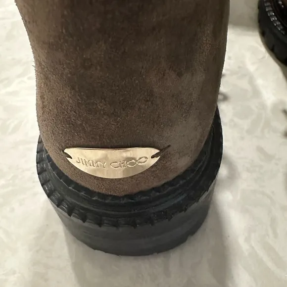 JIMMY CHOO FLAT MINK LINED LACED UP BOOTS