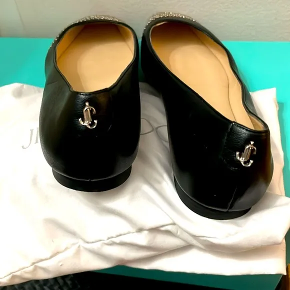 Jimmy Choo Nappa Studded Davia Flat 37.5 🖤🖤🖤