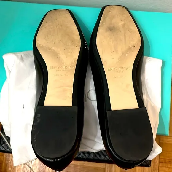 Jimmy Choo Nappa Studded Davia Flat 37.5 🖤🖤🖤