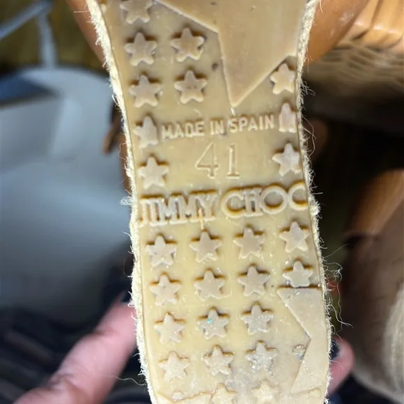 🌟JIMMY CHOO Pallet Espadrille Wedges Size: 11 | IT 41 Tan Jute Wedge 5.75” Heels