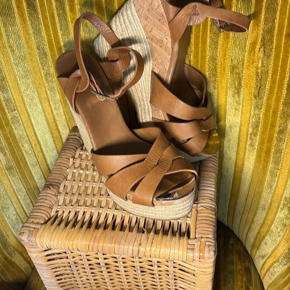 🌟JIMMY CHOO Pallet Espadrille Wedges Size: 11 | IT 41 Tan Jute Wedge 5.75” Heels