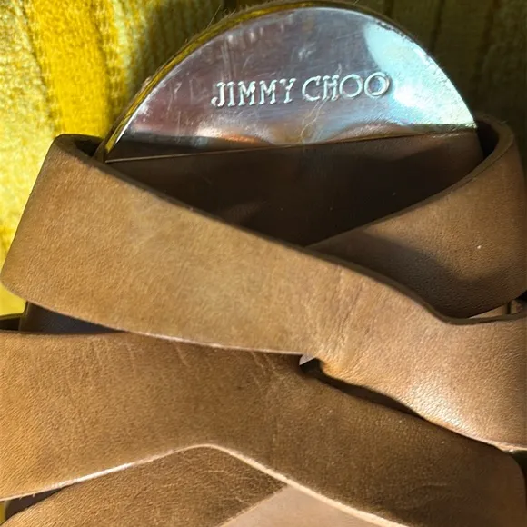 🌟JIMMY CHOO Pallet Espadrille Wedges Size: 11 | IT 41 Tan Jute Wedge 5.75” Heels