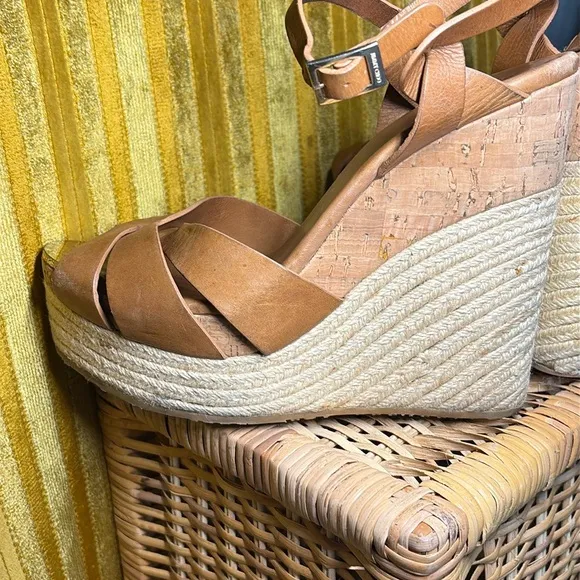 🌟JIMMY CHOO Pallet Espadrille Wedges Size: 11 | IT 41 Tan Jute Wedge 5.75” Heels