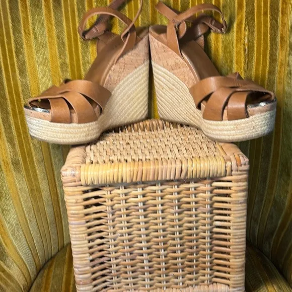🌟JIMMY CHOO Pallet Espadrille Wedges Size: 11 | IT 41 Tan Jute Wedge 5.75” Heels