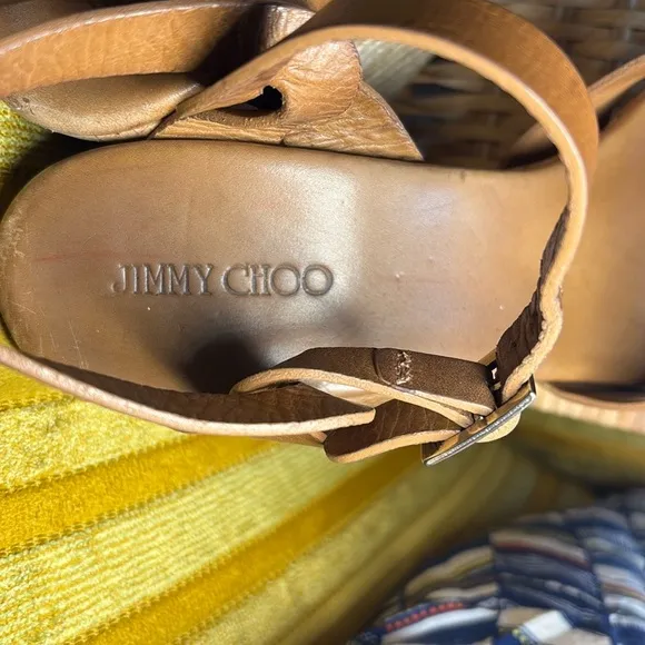 🌟JIMMY CHOO Pallet Espadrille Wedges Size: 11 | IT 41 Tan Jute Wedge 5.75” Heels