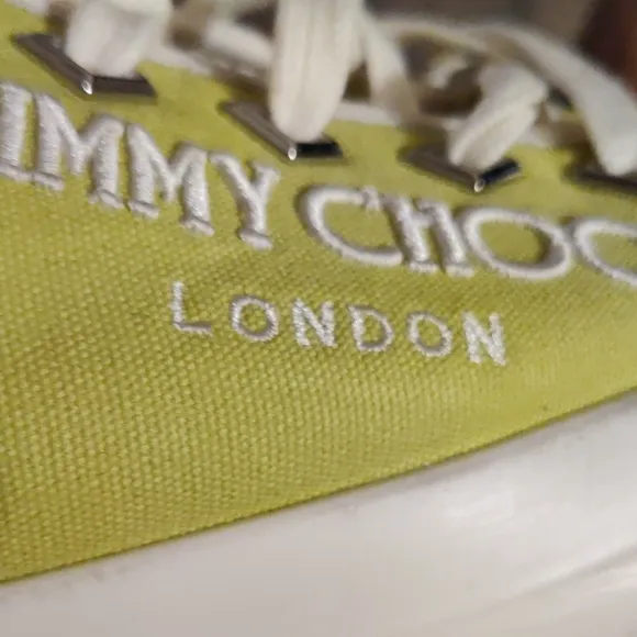 Jimmy Choo Palma Maxi Yellow Canvas Trainers Size 37.5 (7.5)