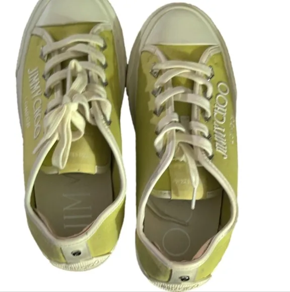 Jimmy Choo Palma Maxi Yellow Canvas Trainers Size 37.5 (7.5)