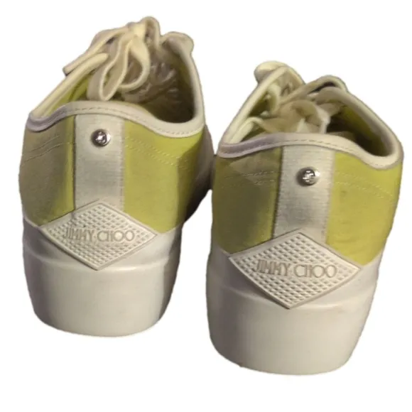 Jimmy Choo Palma Maxi Yellow Canvas Trainers Size 37.5 (7.5)