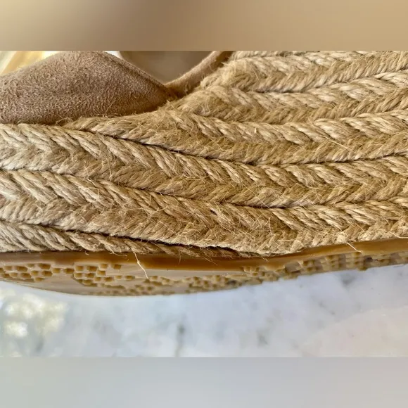 Jimmy Choo real suede rope-heeled wedges, zip back, beige, in box, sz42
