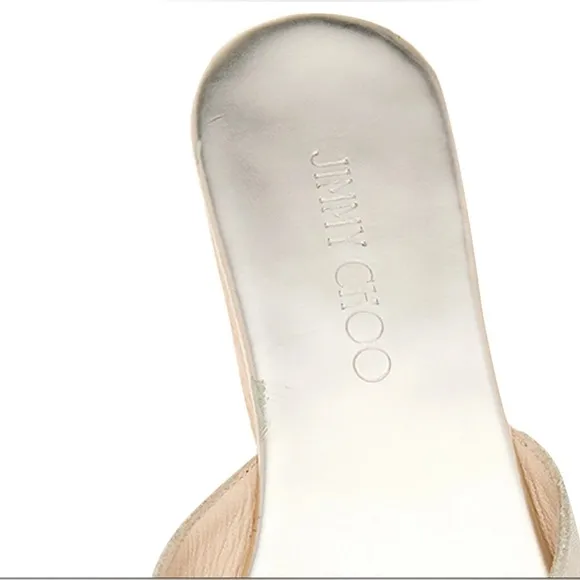 Jimmy Choo Shimmery Gold Pandora Cork Wedges Slide Sandals Size 39.5