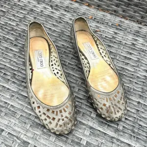 Jimmy Choo Women’s Metallic Confetti Cutout Classic Ballet Flats US Size 8