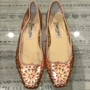 Jimmy Choo Women's ROSE GOLD Ballet Flats SIZE 39 runs small
