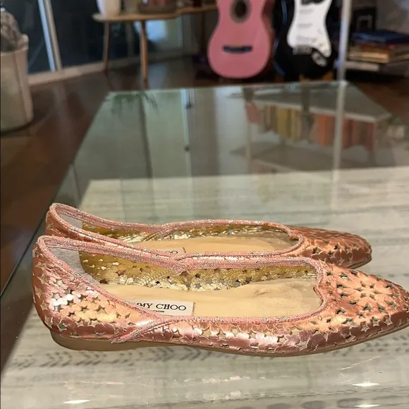 Jimmy Choo Women's ROSE GOLD Ballet Flats SIZE 39 runs small