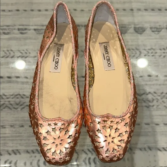 Jimmy Choo Women's ROSE GOLD Ballet Flats SIZE 39 runs small