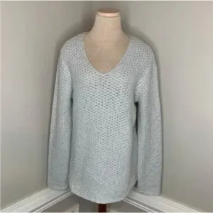 J.McLaughlin Laney Silver Metallic V-Neck Sweater Size XL